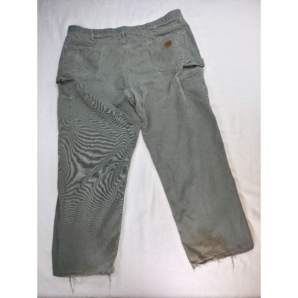 Carhartt Thrashed Loose fit Distressed Carpenter Pants  Dark Moss Gorpcore 44x30 - Picture 3 of 9